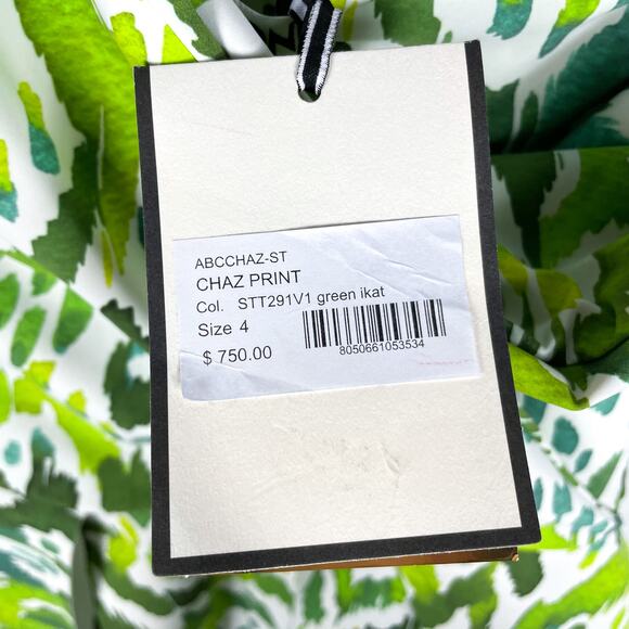 Chiara Boni‎ Chaz Dress Green White Print Sheath One Shoulder Peplum Sz 4 - Picture 9 of 11